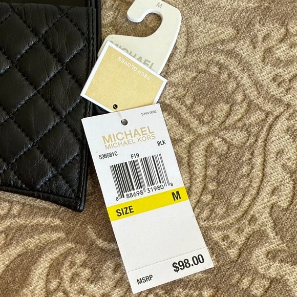 Michael Kors Quilted Black Gloves with Gold Accent - Picture 5 of 8